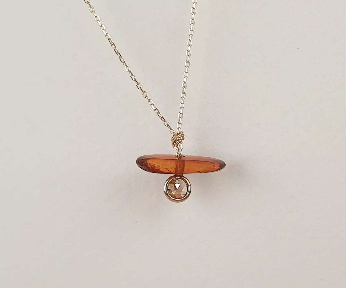 Rose Cut Diamond and Amber Necklace