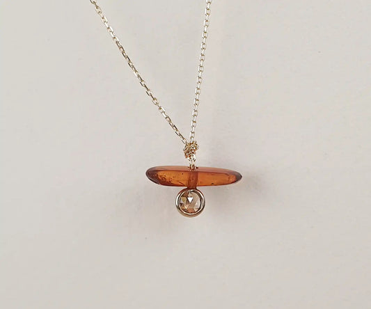Rose Cut Diamond and Amber Necklace