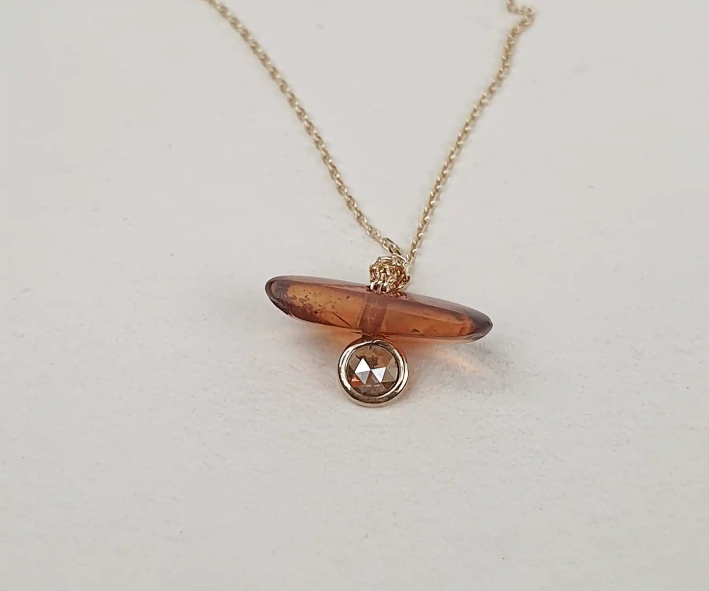 Rose Cut Diamond and Amber Necklace