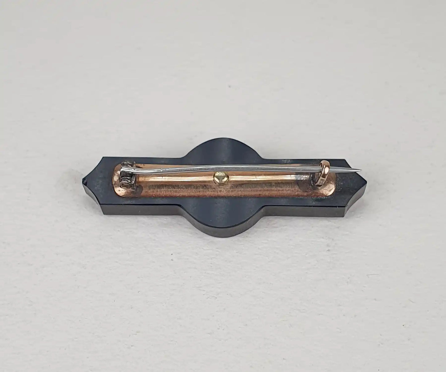 Antique Victorian Whitby Jet and PEarl Brooch