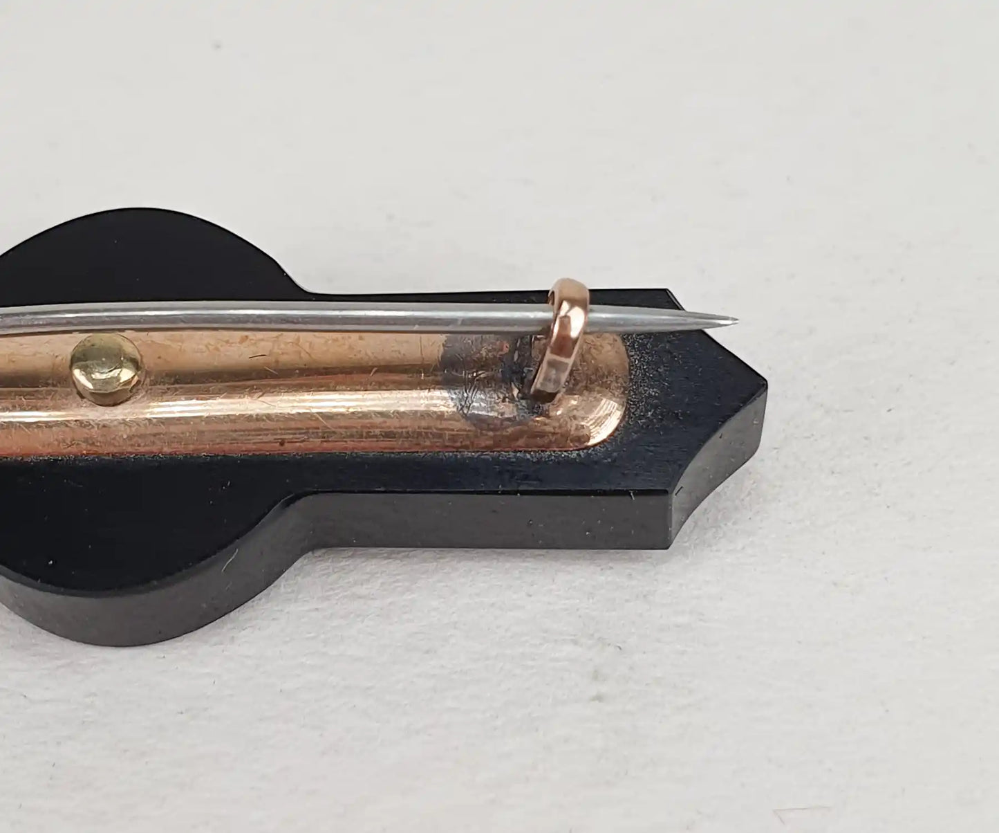 Antique Victorian Whitby Jet and PEarl Brooch
