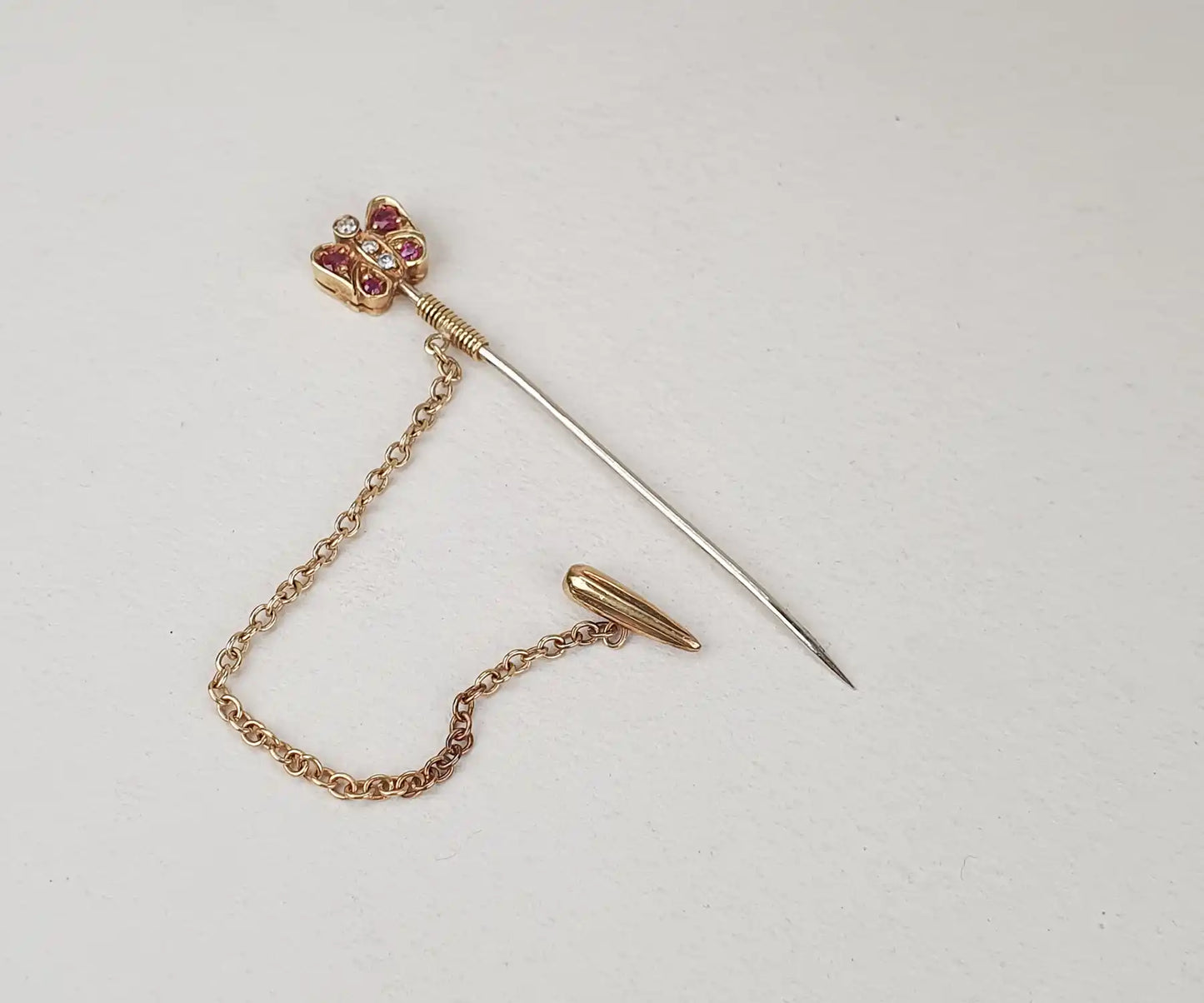 Antique Ruby and Diamond Butterfly Pin in 18ct Gold