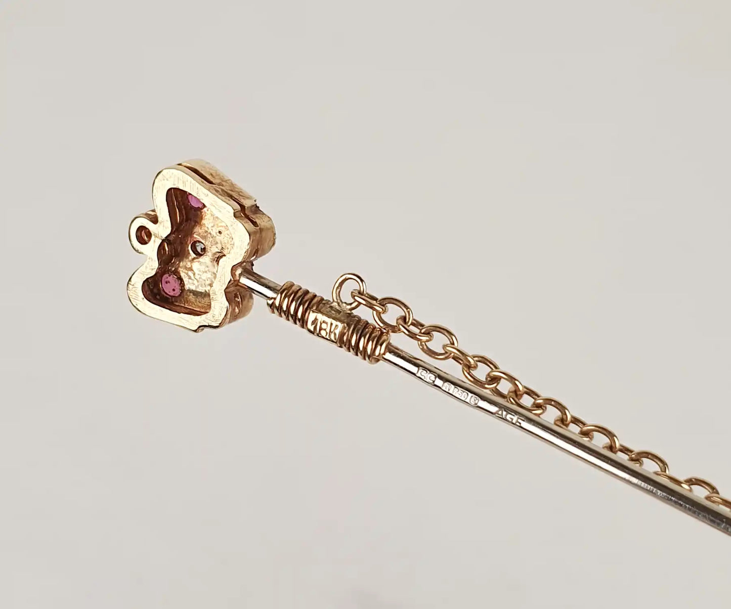 Antique Ruby and Diamond Butterfly Pin in 18ct Gold