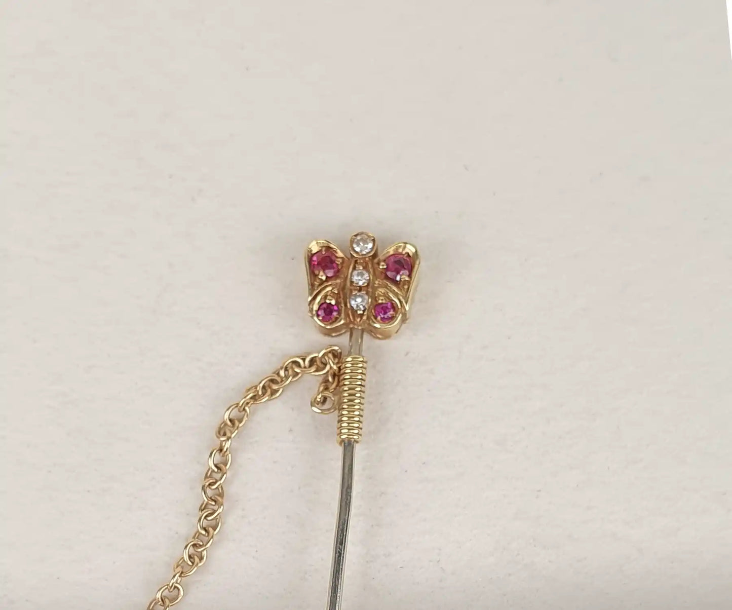 Antique Ruby and Diamond Butterfly Pin in 18ct Gold