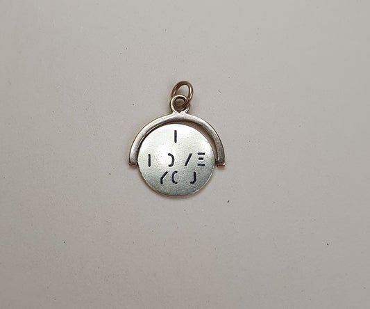ONE OFF Enamelled Vintage Gold Spinning I Love You Necklace