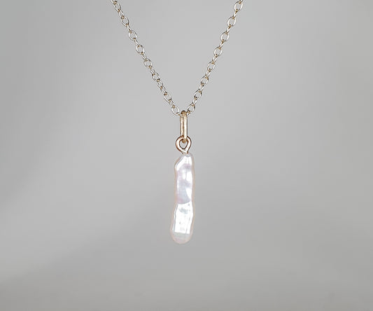 White Keshi Pearl Pendant Necklace