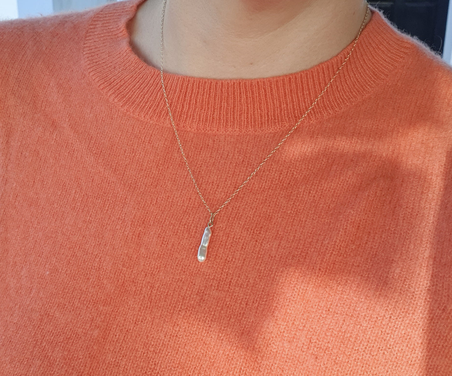 White Keshi Pearl Pendant Necklace