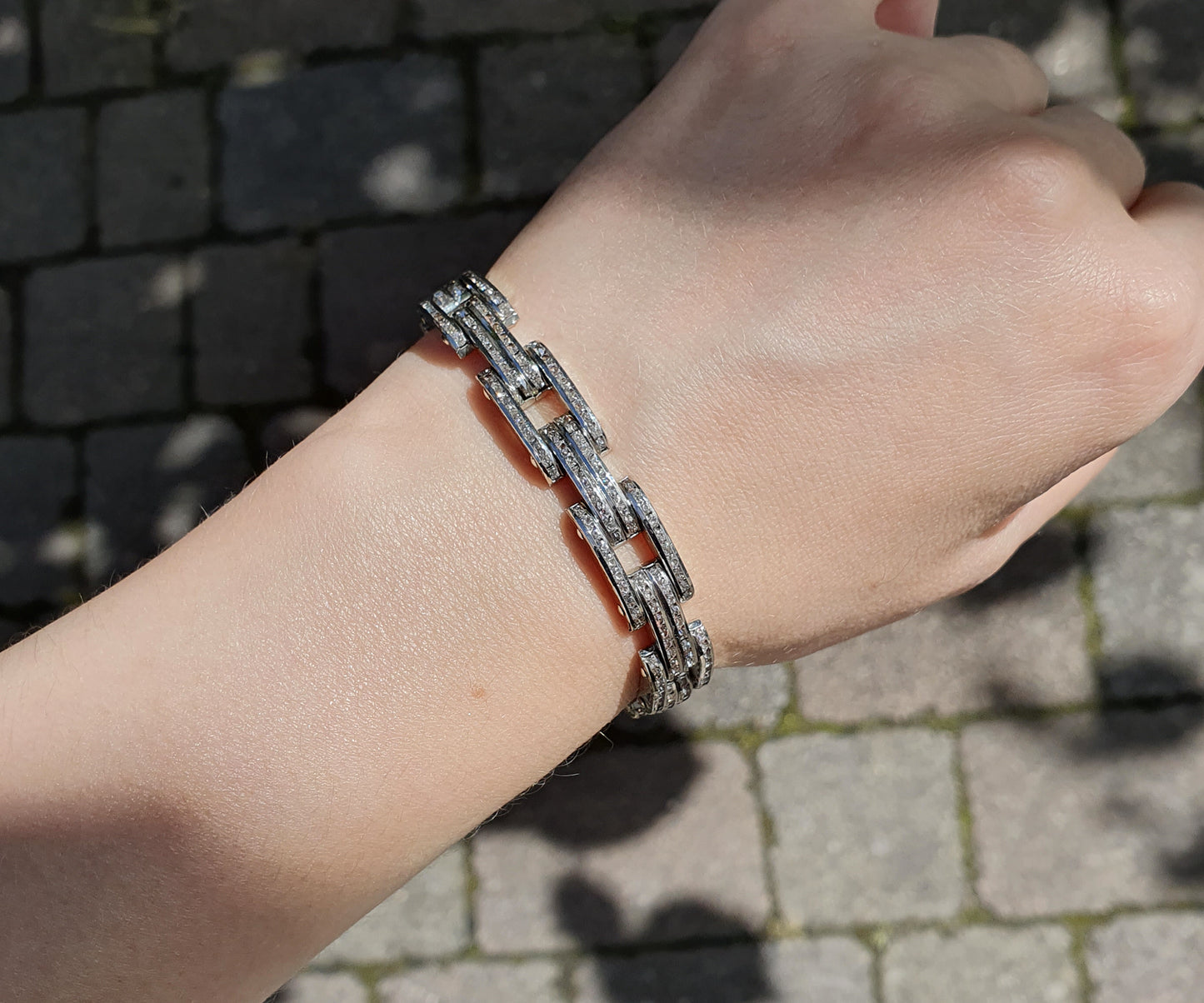 1950 Esha Randel DRGM Tank Track Diamante Bracelet