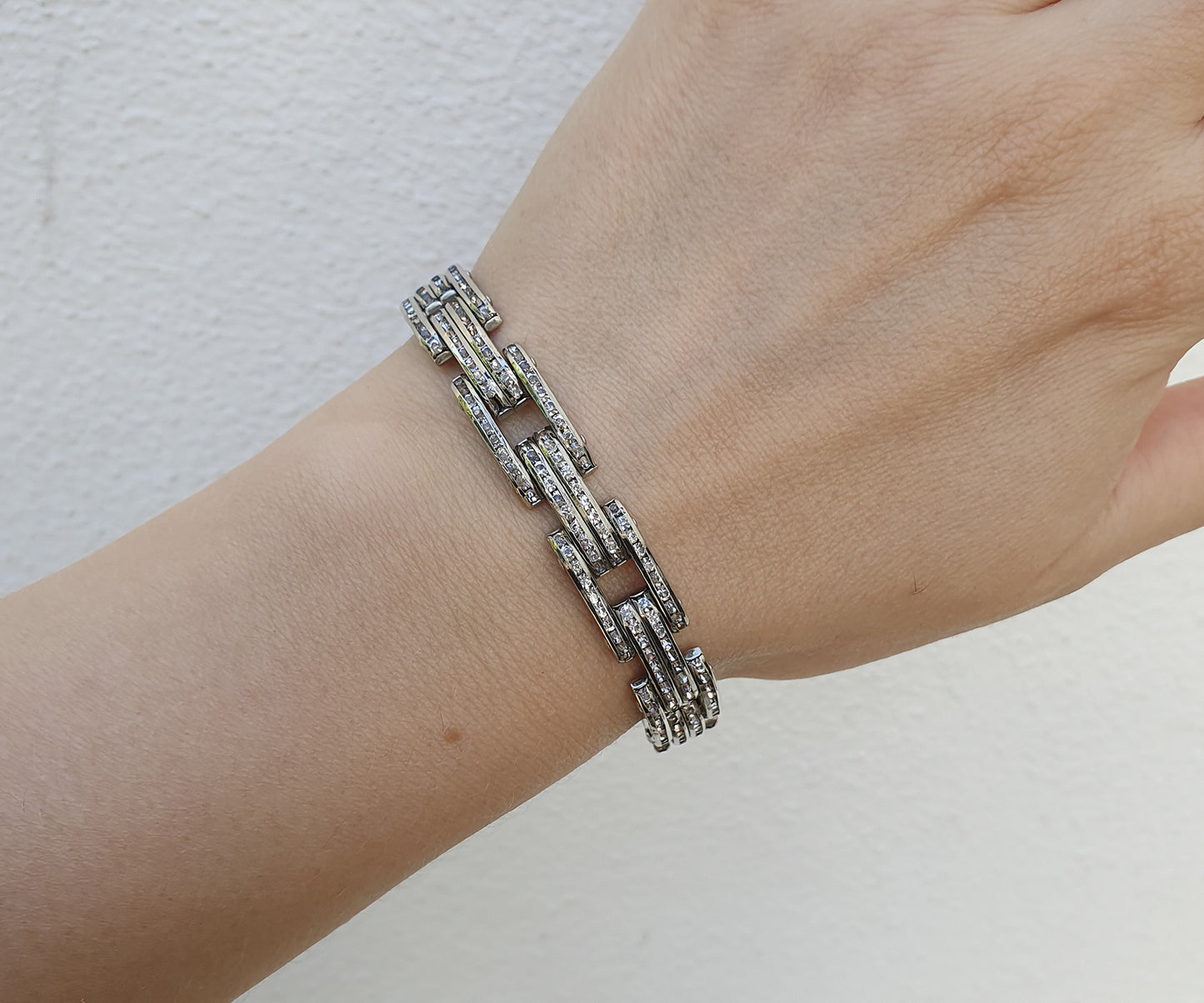 1950 Esha Randel DRGM Tank Track Diamante Bracelet