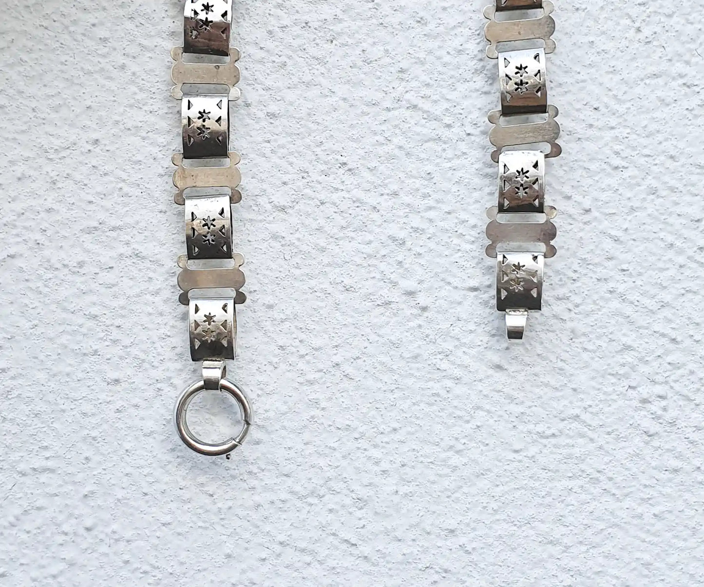 Victorian Silver Book Chain Necklace With Stars