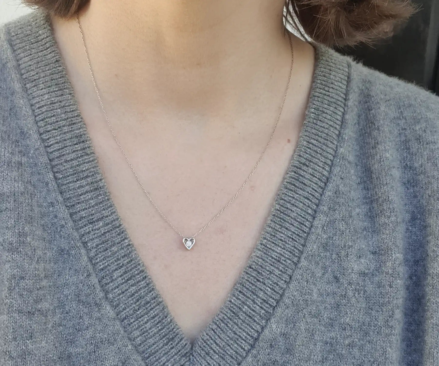 Vintage Diamond Heart White Gold Necklace