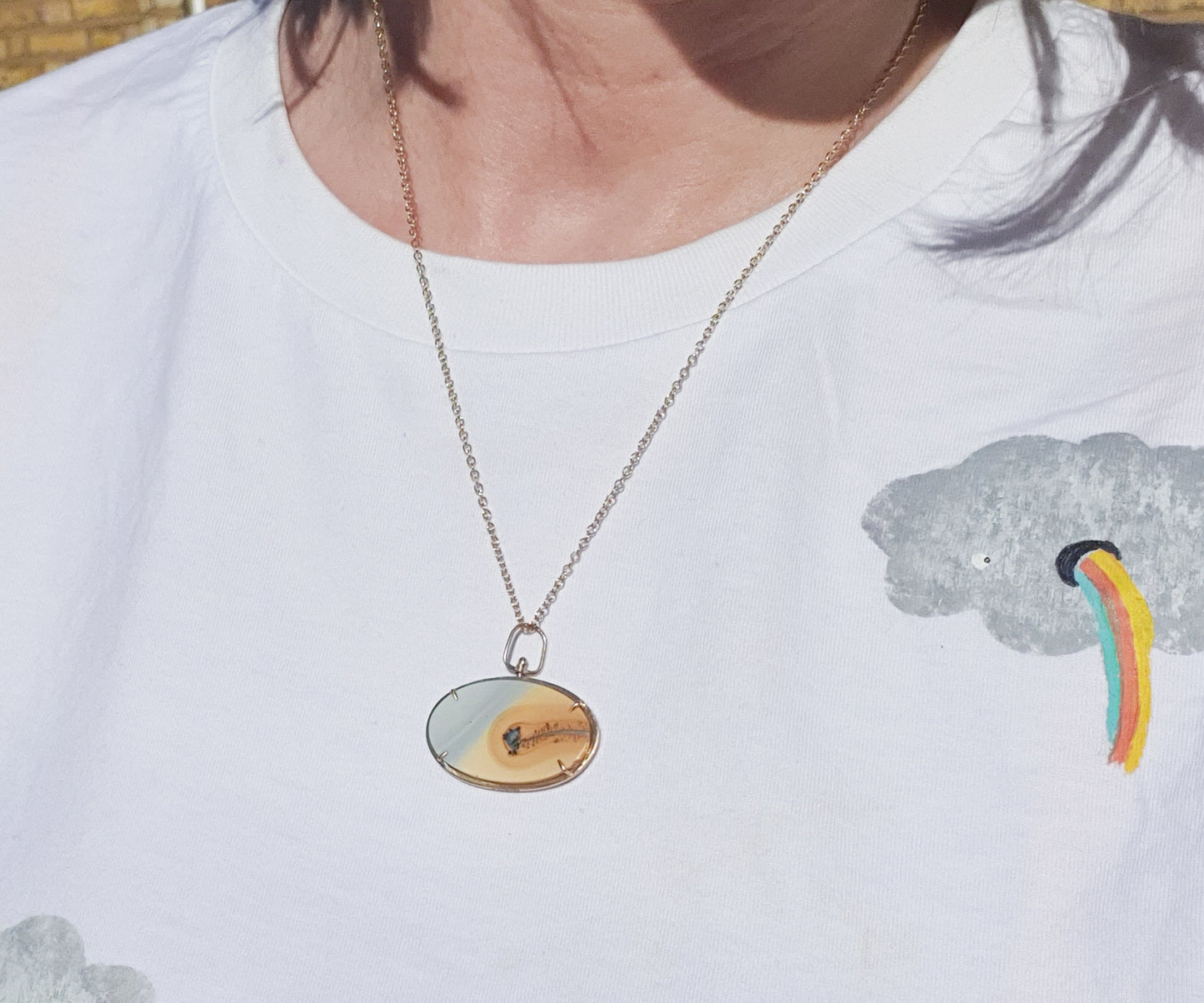 Maligano Landscape Jasper Pendant in Gold