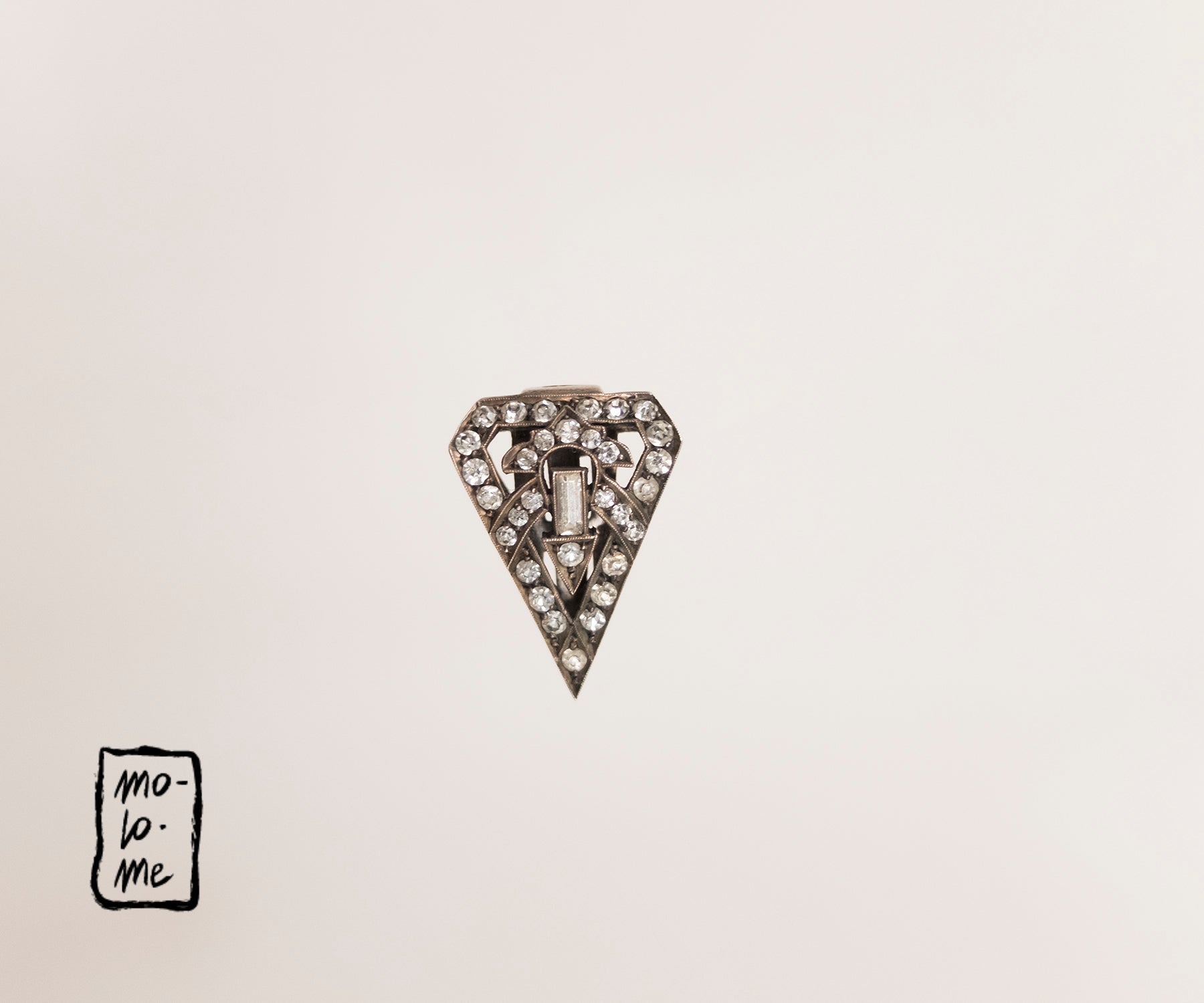 Art Deco Silver and Crystal Dress Pin/ Pendant