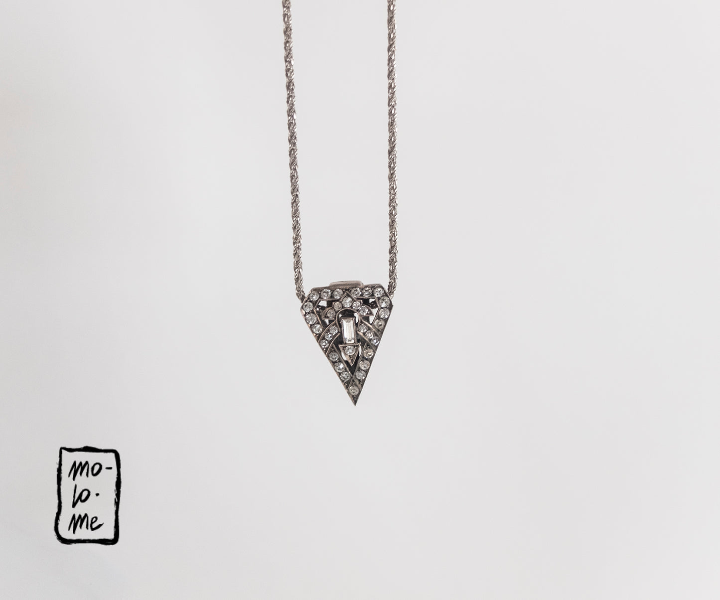 Art Deco Silver and Crystal Dress Pin/ Pendant