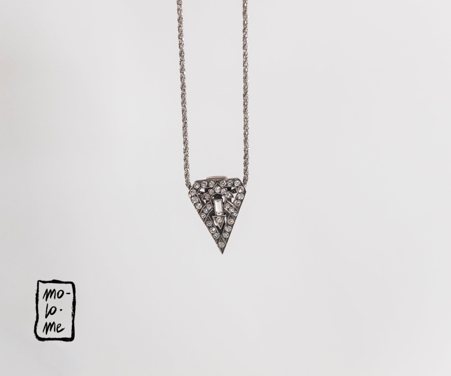 Art Deco Silver and Crystal Dress Pin/ Pendant