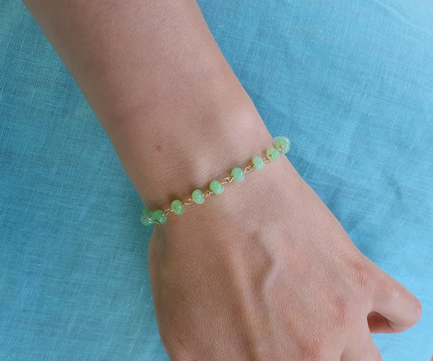 Ombre Minty Chrysoprase and 9ct Gold Bracelet