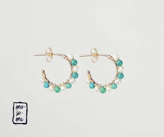 Circus Aga Hoops with Turquoise and Pearl