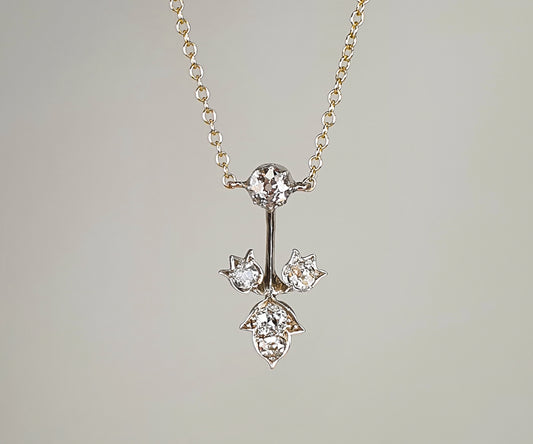 Late Victorian Diamond Floral Necklace With Old Cut Diamonds