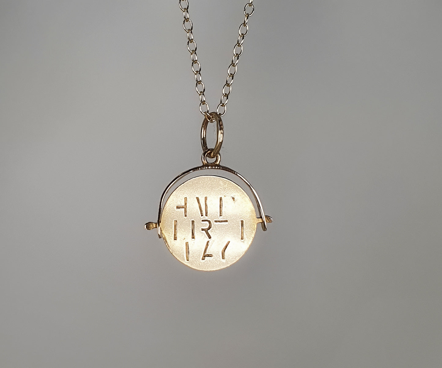 Vintage Gold Spinning Happy Birthday  Necklace