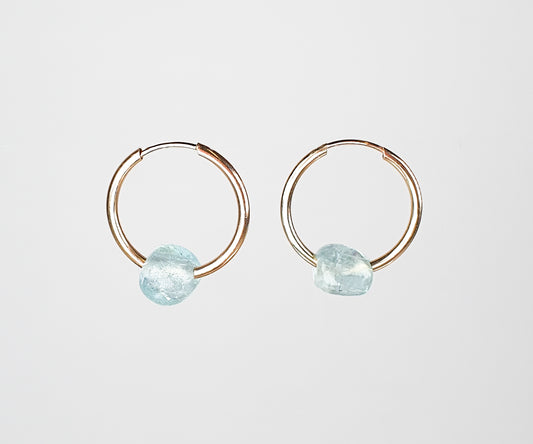 Mama Ania Hoops with Aquamarine