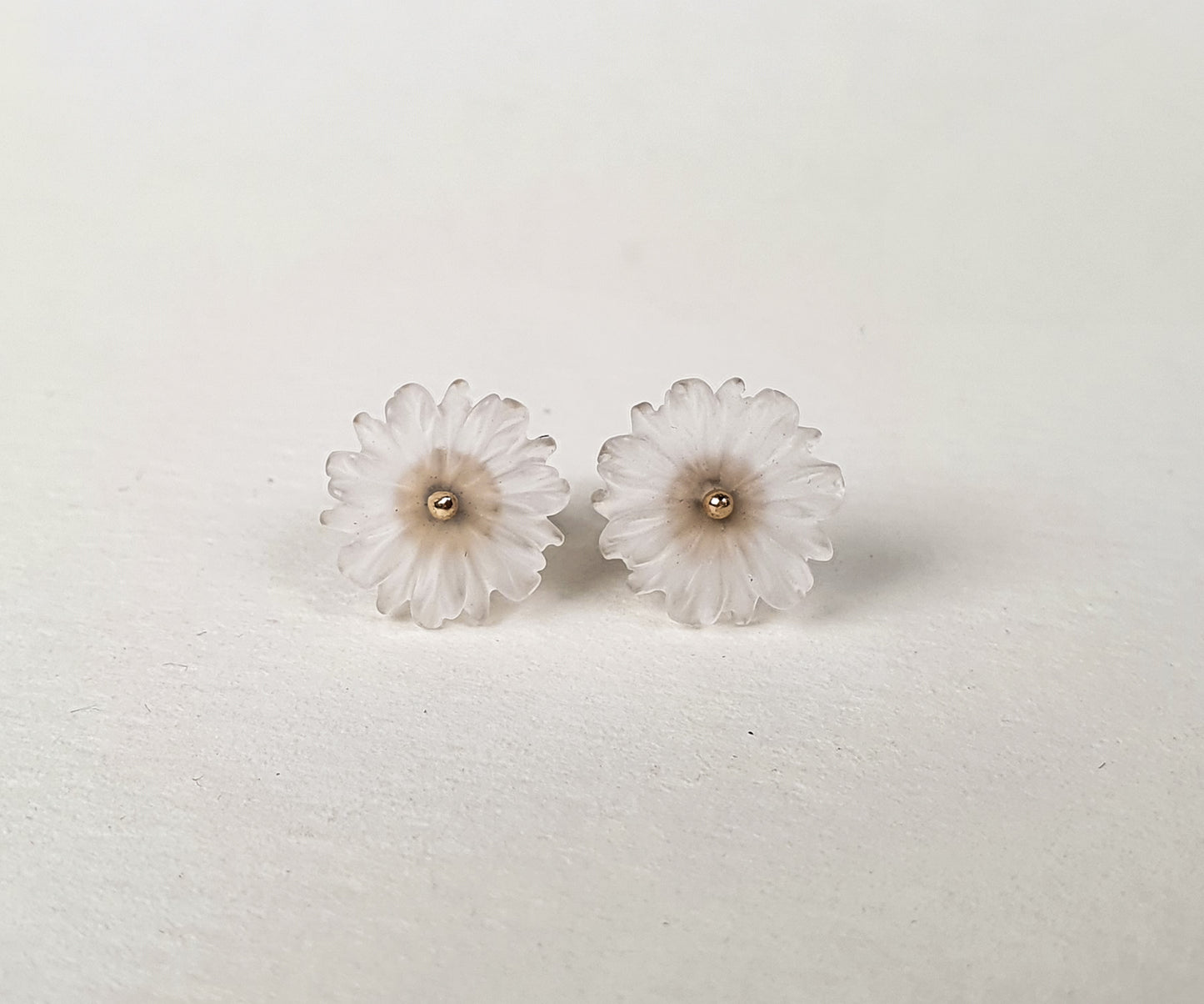 Rock Crystal Daisy Stud Earrings in Gold