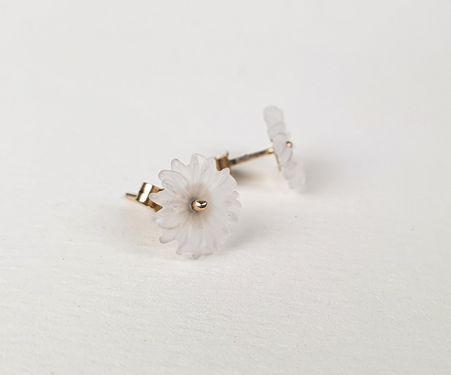 Rock Crystal Daisy Stud Earrings in Gold
