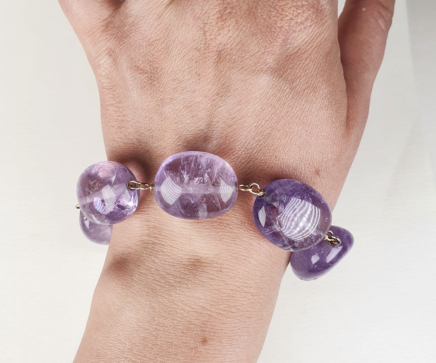 Chunky Candy Amethyst  and Citrine Bracelet in Solid Gold