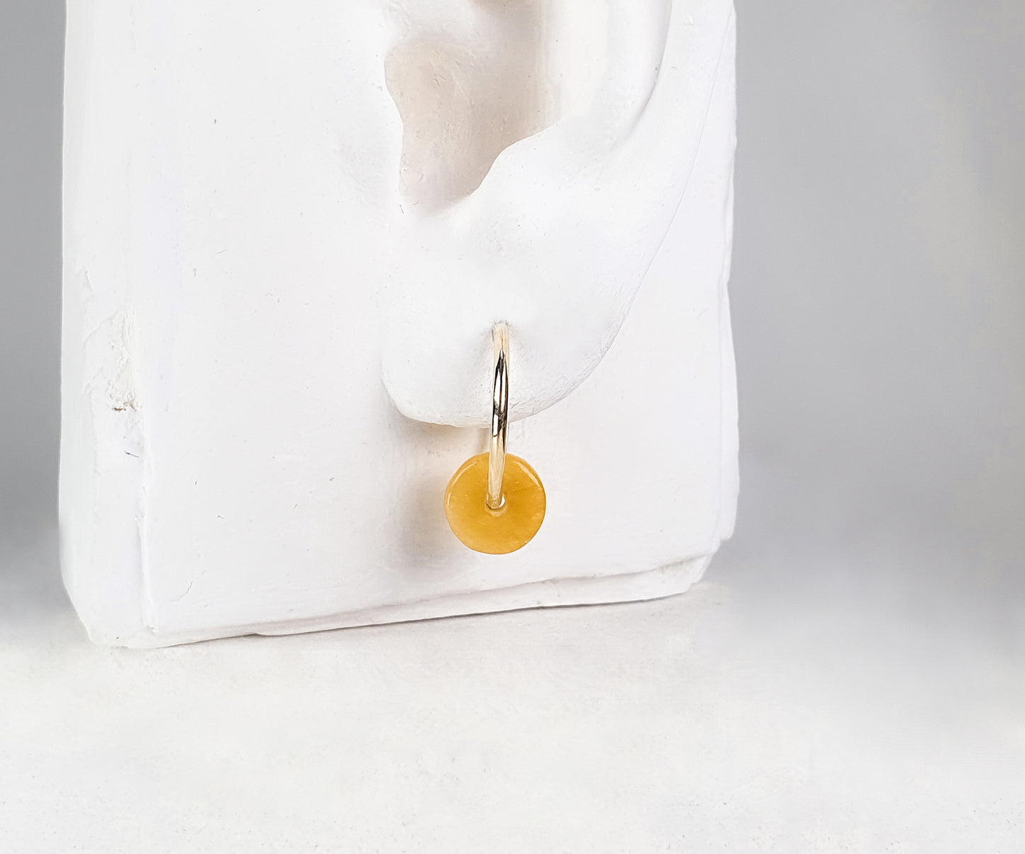Mama Ania Yellow Jade Gold Hoops