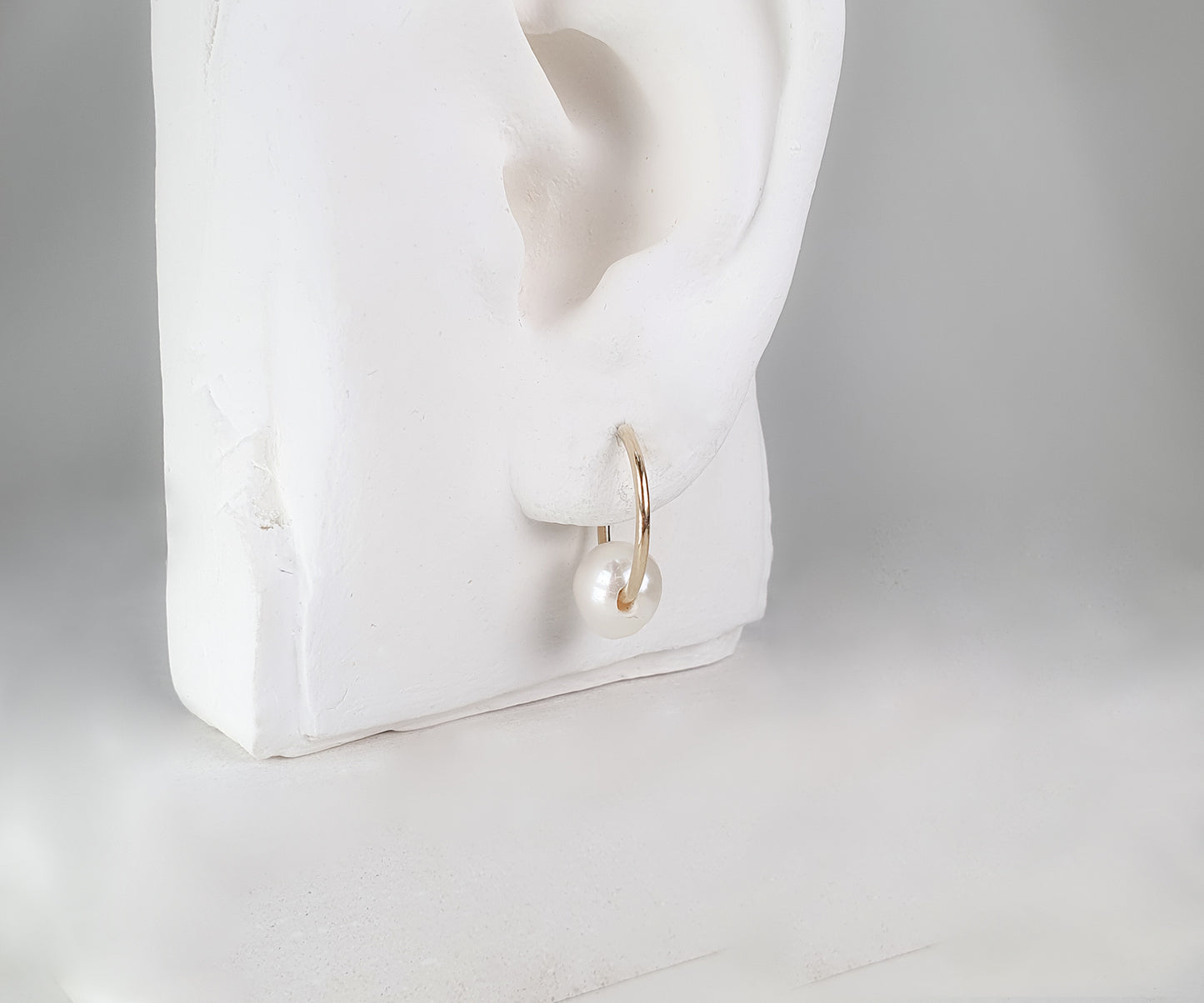 Mama Ania Hoops with White Pearl