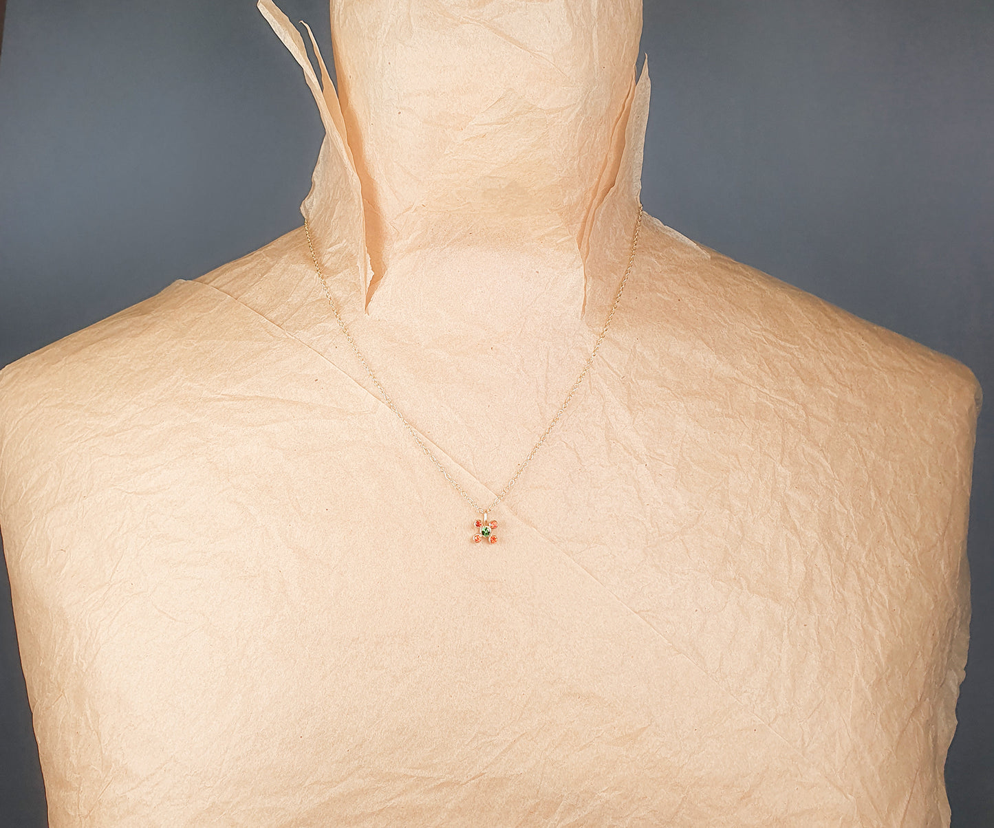 Orange Sapphire and Tsavorite Tata Necklace