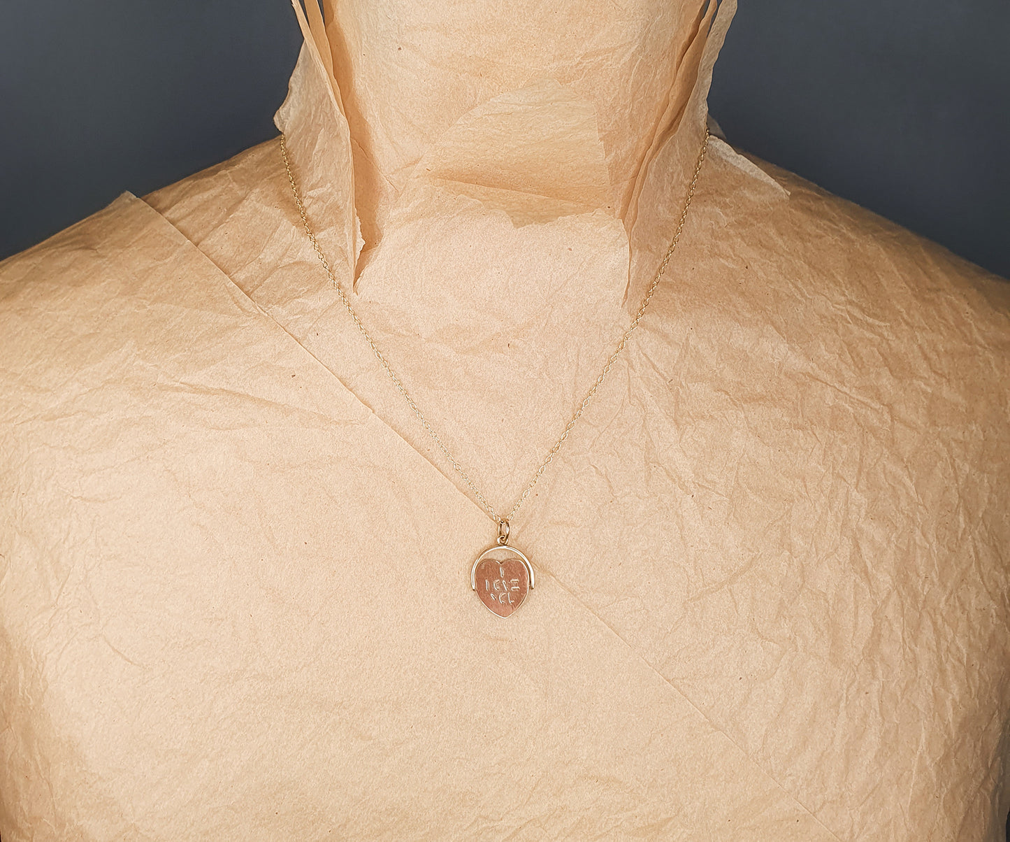 Vintage Heart-Shaped Spinning I Love You Necklace