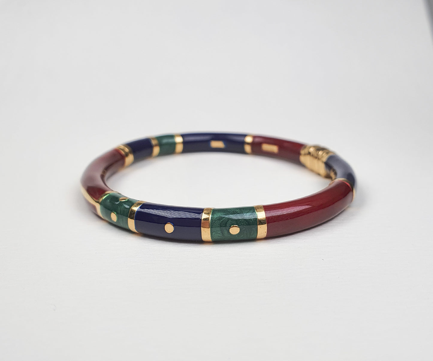 Vintage Burgundy, Navy Blue and Emerald Green Italian Enamelled Bangle