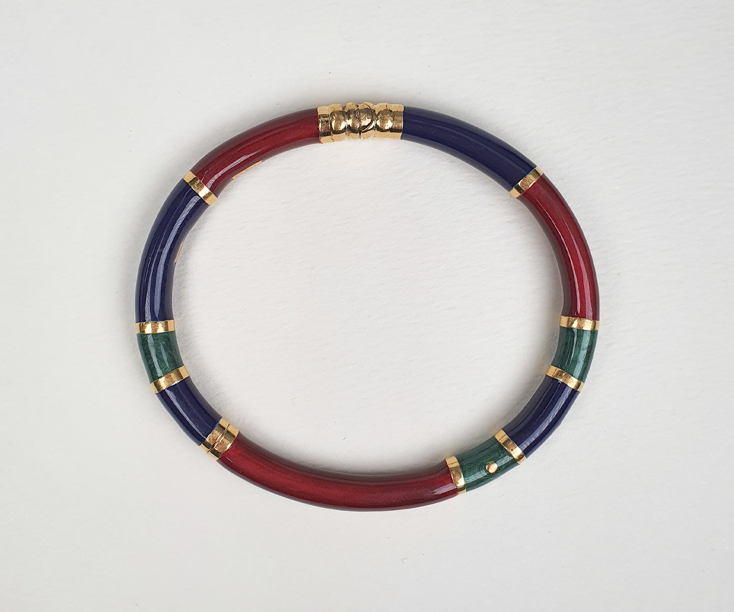 Vintage Burgundy, Navy Blue and Emerald Green Italian Enamelled Bangle