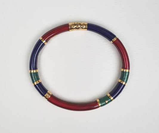 Vintage Burgundy, Navy Blue and Emerald Green Italian Enamelled Bangle