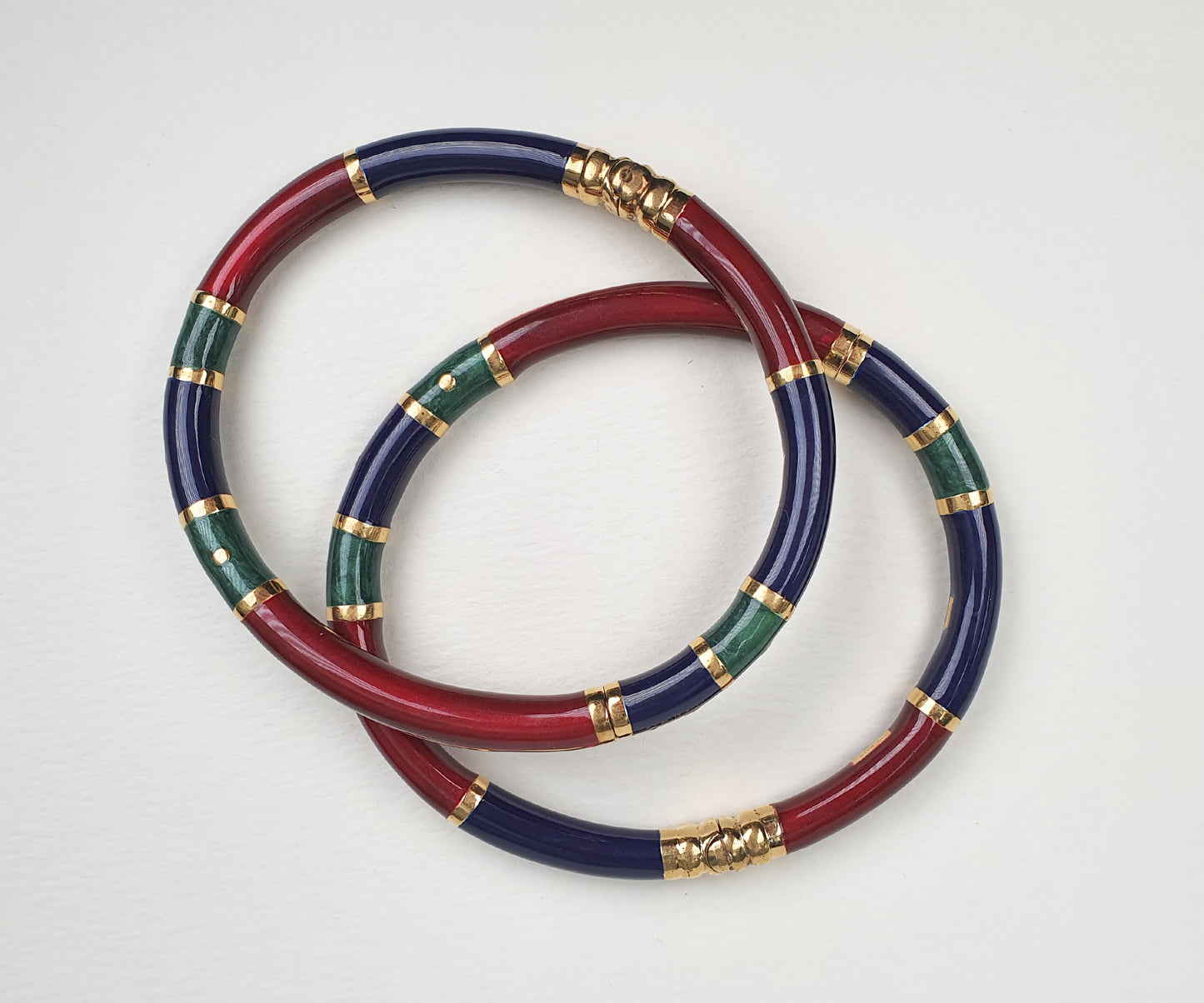 Vintage Burgundy, Navy Blue and Emerald Green Italian Enamelled Bangle