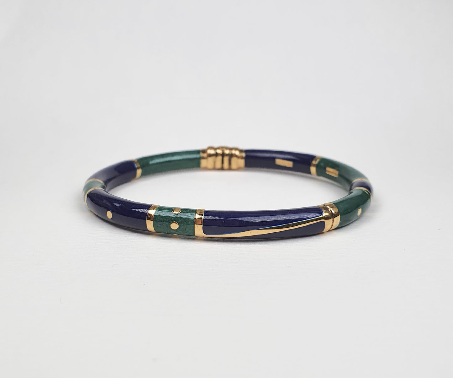 Vintage Navy Blue and Emerald Green Italian Enamelled Bangles
