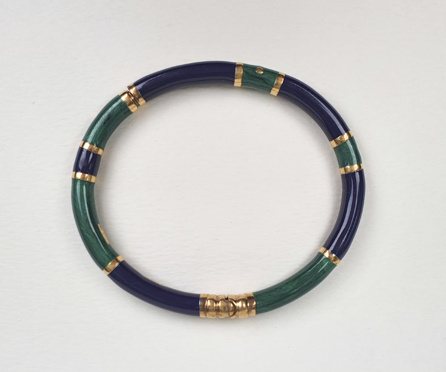 Vintage Navy Blue and Emerald Green Italian Enamelled Bangles