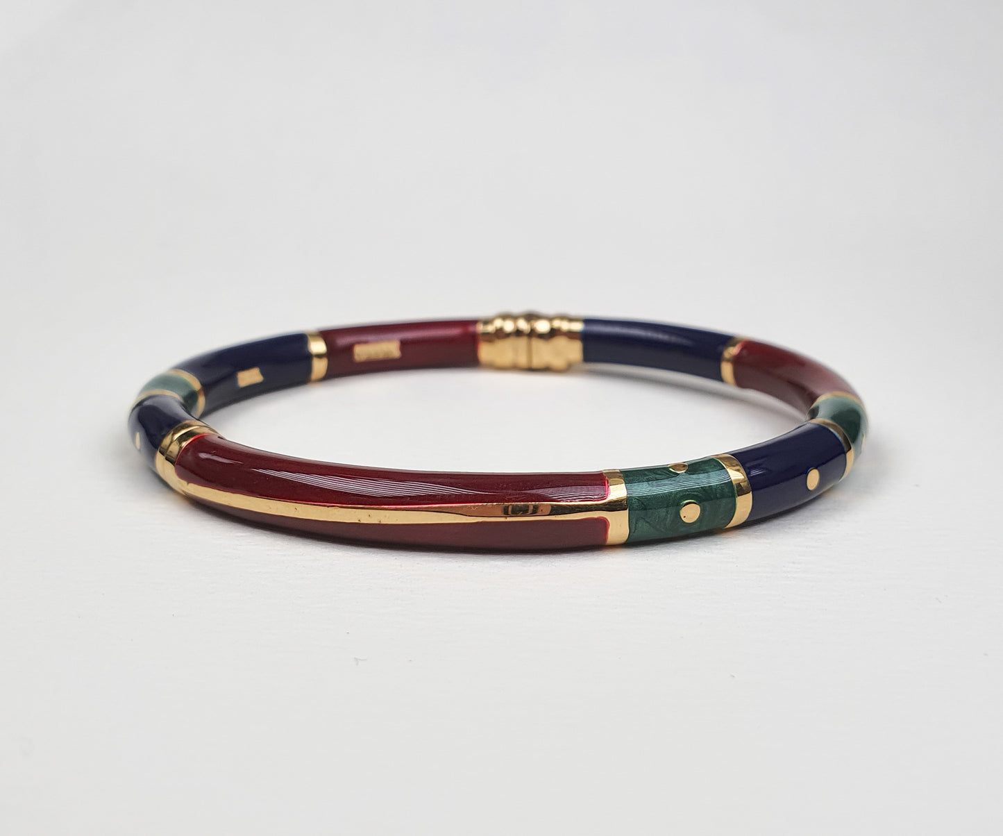 Vintage Burgundy, Navy Blue and Emerald Green Italian Enamelled Bangle