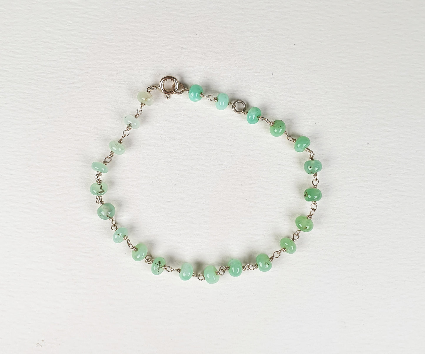 Ombre Minty Chrysoprase and 9ct Gold Bracelet
