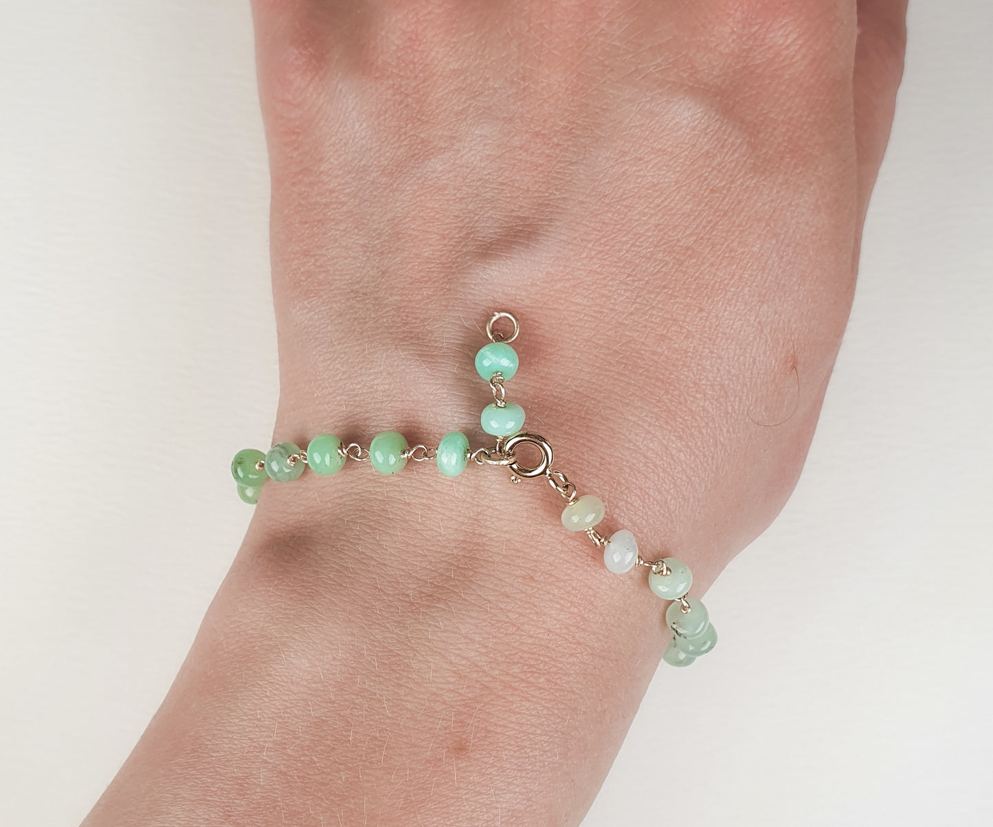 Ombre Minty Chrysoprase and 9ct Gold Bracelet