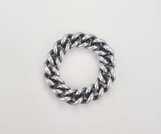 Chunky Flexible Oxidised Silver Chain Ring