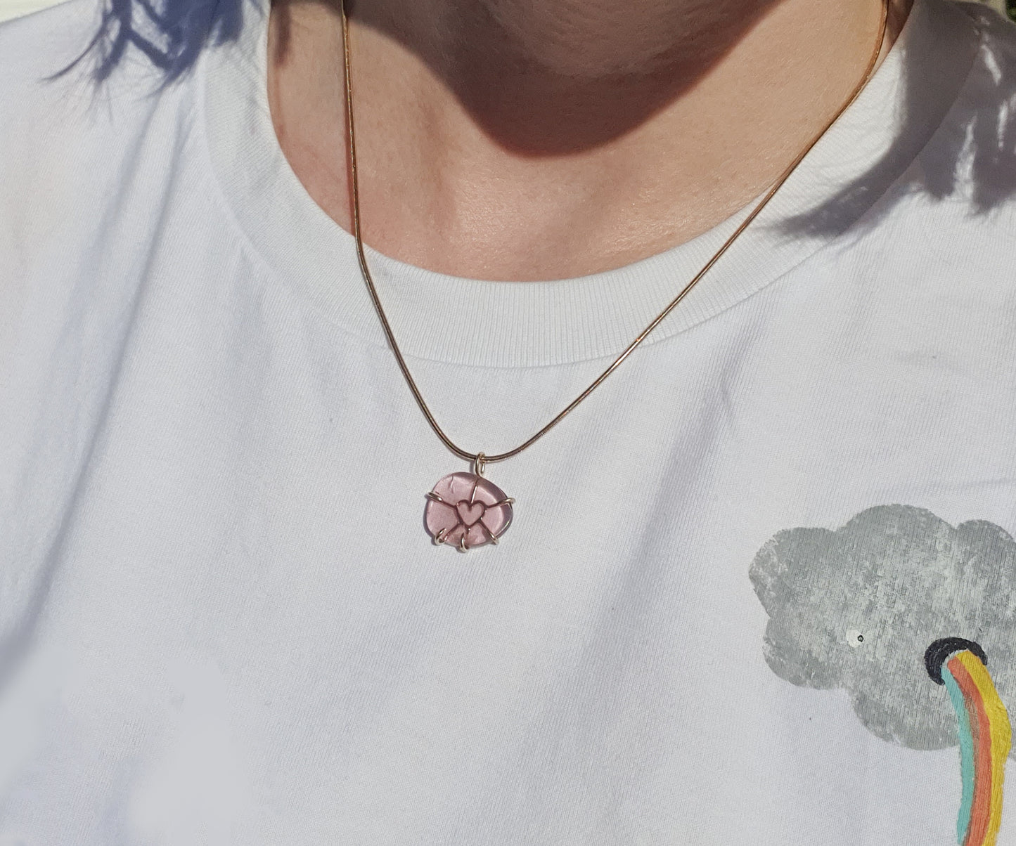 Sweet Love Pink Tourmaline and Gold Pendant