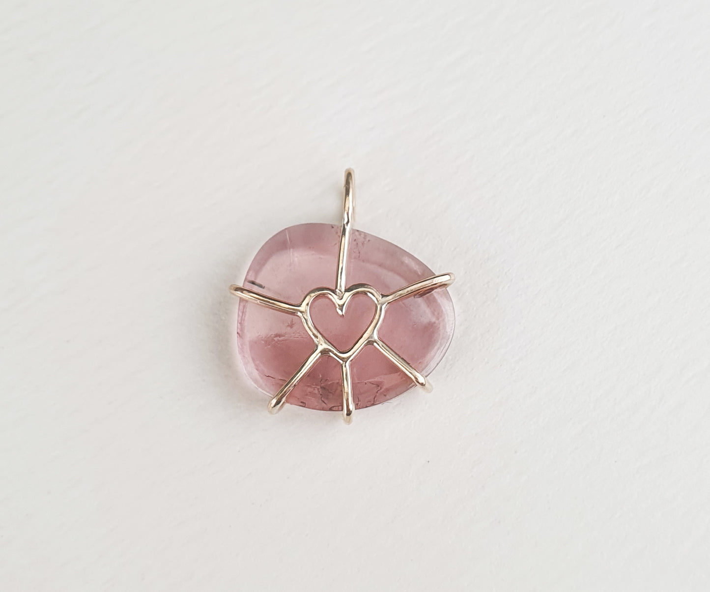 Sweet Love Pink Tourmaline and Gold Pendant