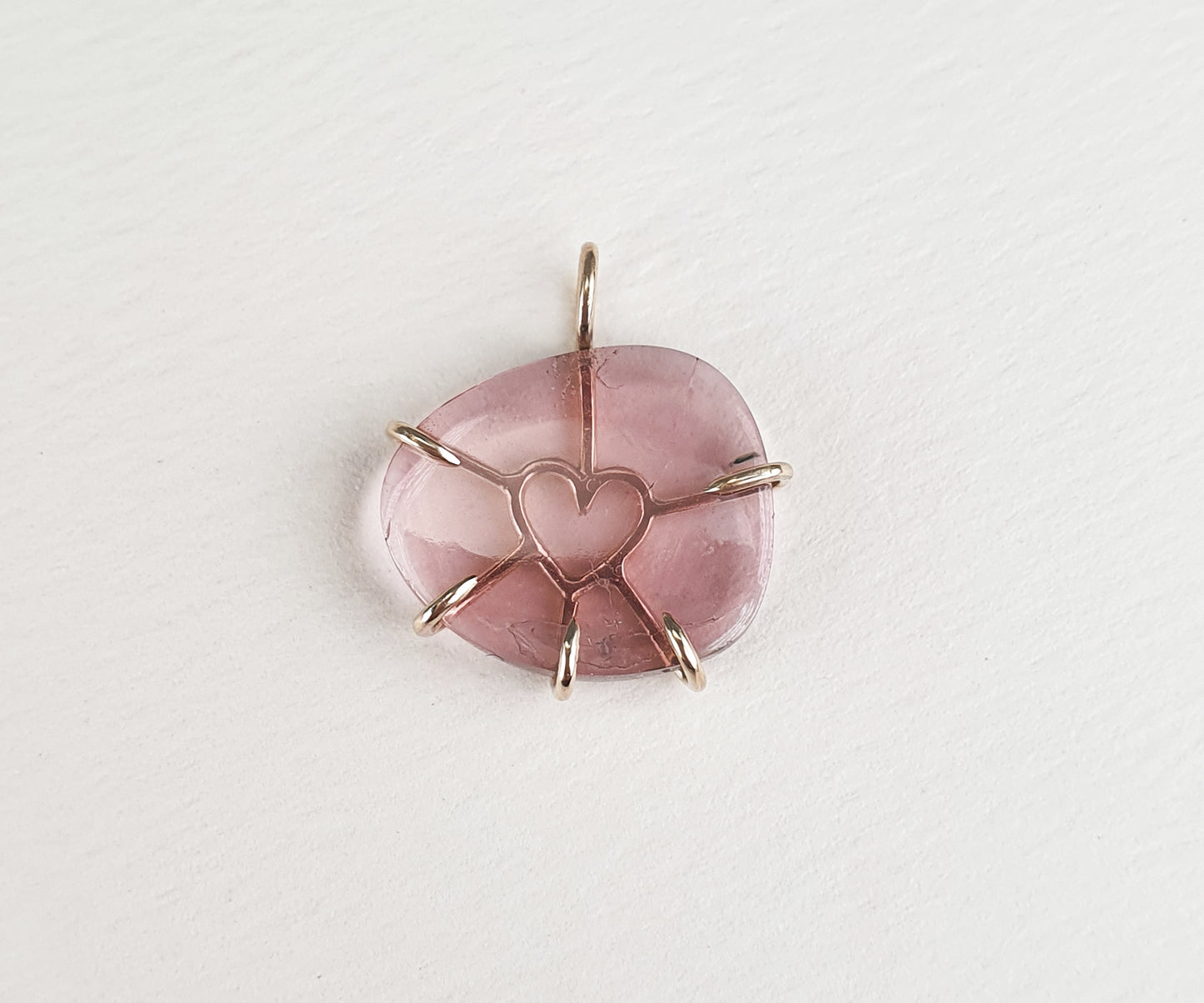 Sweet Love Pink Tourmaline and Gold Pendant