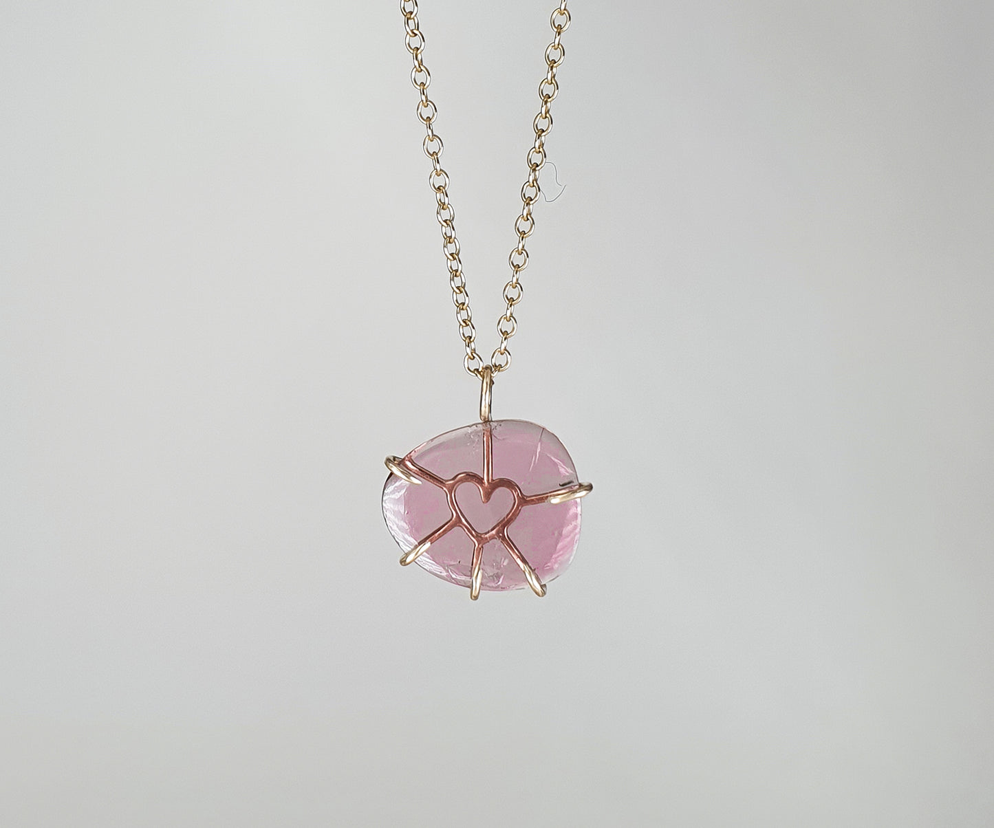 Sweet Love Pink Tourmaline and Gold Pendant