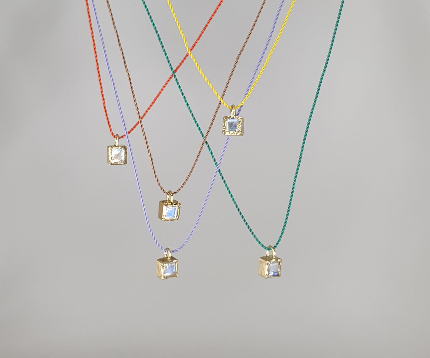 Crumpled Gold and Moonstone Sweetie Necklaces