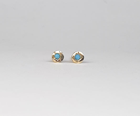 Turquoise and Gold Stud Earrings