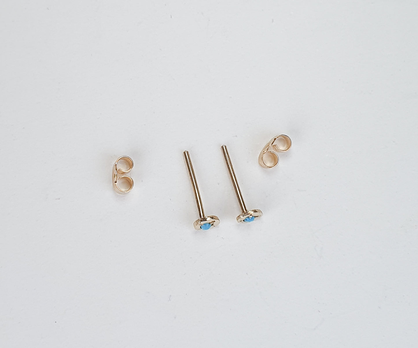 Turquoise and Gold Stud Earrings