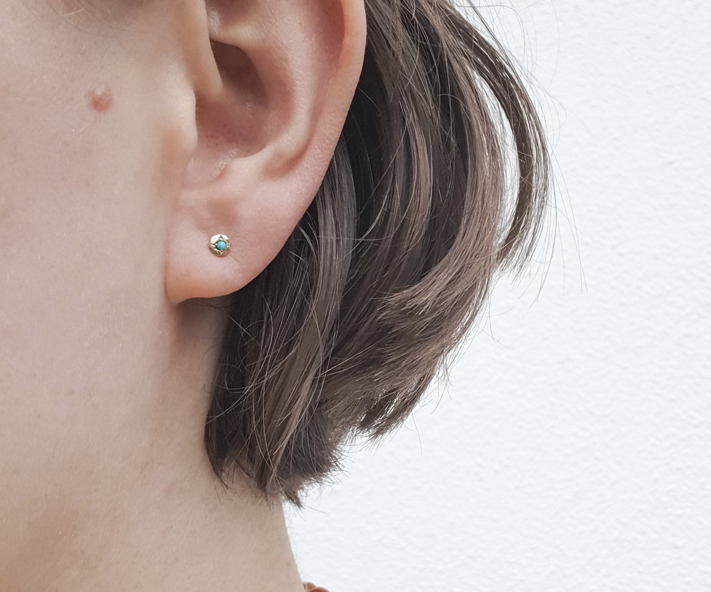 Turquoise and Gold Stud Earrings