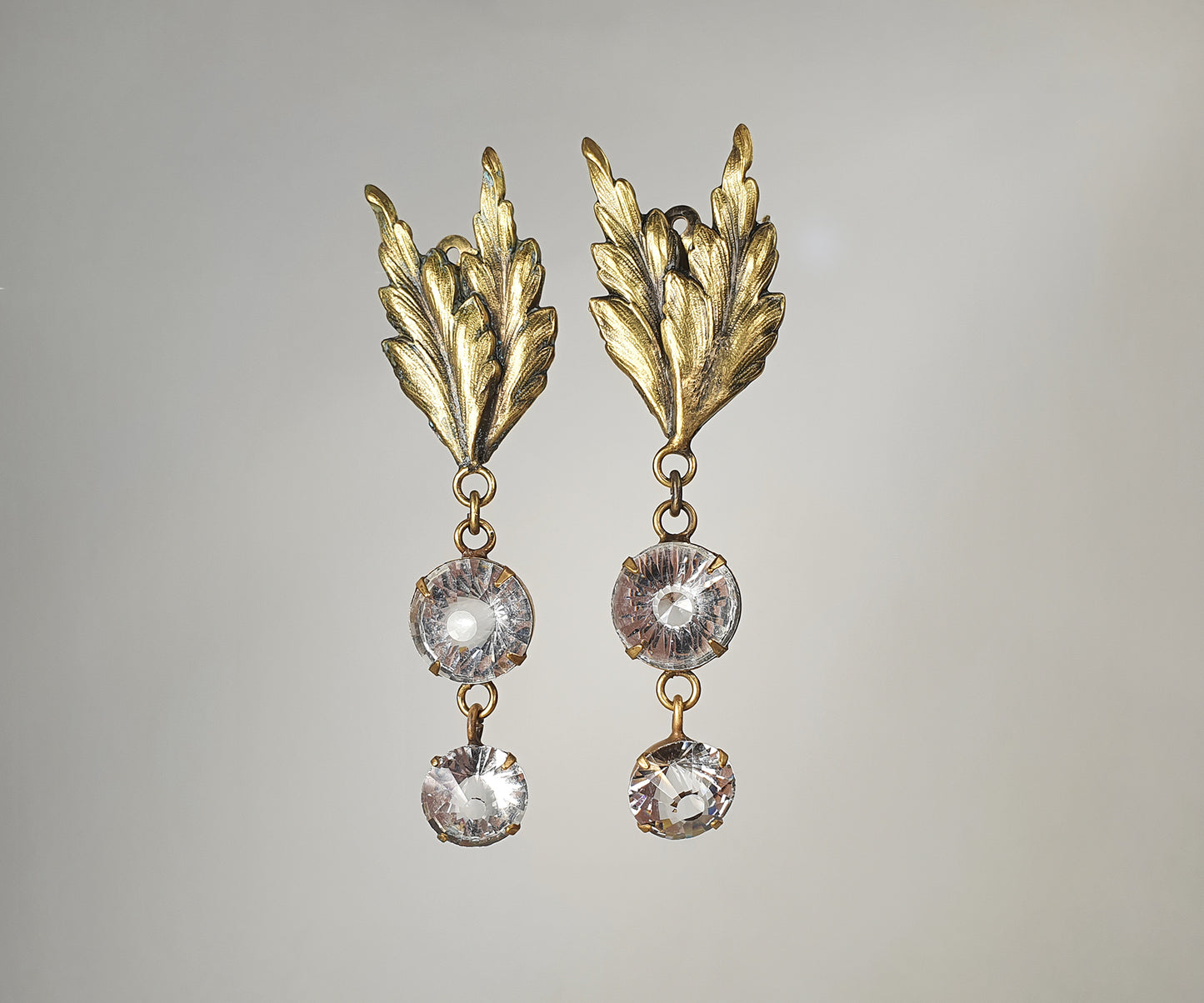 Vintage Joseff of Holywood Leaf and Paste Clip On Earrings